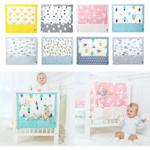 55x60cm Cartoon Nursery Room Hanging Storage Bag Baby Cot Bed Organizer Toy Diaper Pocket for Newborn Crib Bedding Set
