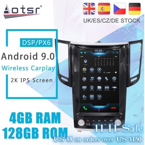 Tesla style Vertical screen Android Car GPS Navigation For Infiniti FX25 FX35 FX37 2009+ auto stereo radio head unit multimedia