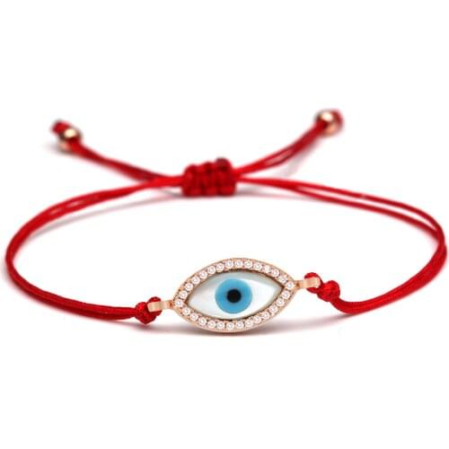 White Cowrie Seashell Brass Evil Eye Charm Bracelet Women Girl Chic Greek Blue Eye Pink Red Purple Brown Cord Lucky Jewelry Gift