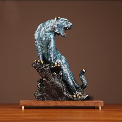 50cm large Limited Edition Original flash Jaguar Leopard color brass Sculpture home office business art animal TOP Ornament