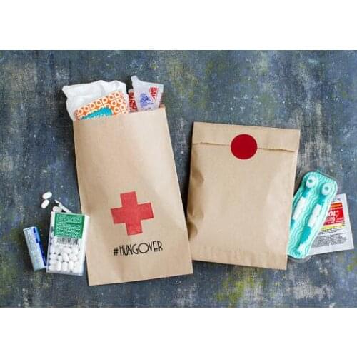Wedding red cross paper hangover kits Bachelorette Buffet welcome bags Bridal Shower Bakery Cookie Favors pouches