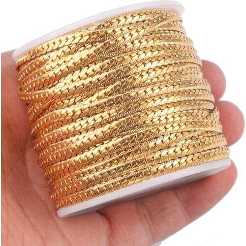 1 M Width 4mm Filled Gold Stainless Steel Textured Snake Chain Bulk Roll Chains Necklace for DIY Jewelry Making Supplies Crafts