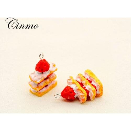 Cinmo 5Pcs 3D Small Sandwich Biscuits Resin Charms For Men Women Diy Food Keychain Earrings Dangle Pendants Jewelry Accessories