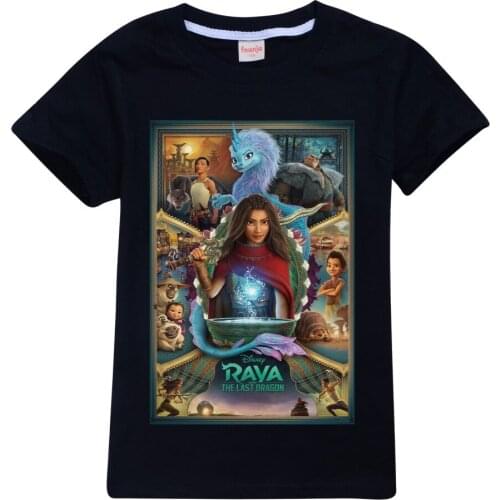 Raya and The Last Dragon Kids Tshirt for Girls T-shirt Cartoon Tops Boys Cotton Tees Summer Short Sleeve Clothes Children Outfit
