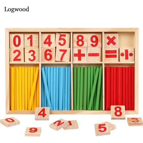 Figure Blocks Counting Sticks Education Wooden Toys Building Intelligence Block Montessori Mathematical Wooden Box Children Gift