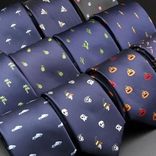 New Mens Tie Classic Skull Animal Fruits Floral Pattern 8cm Jacquard Necktie Accessories Daily Wear Cravat Wedding Party Gift