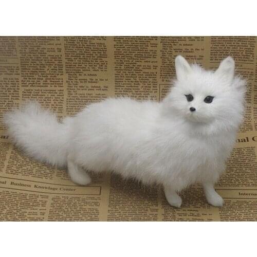 Simulation cute white standing fox 26x7x15cm model polyethylene&furs fox model home decoration props ,model gift d265