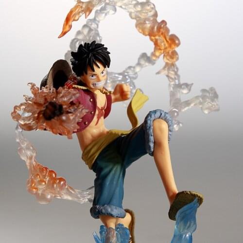 14cm Anime Cartoon Figure Burning Luffy Figure Hand-made Model Collection Decoration PVC Action Figure Exquisite Doll