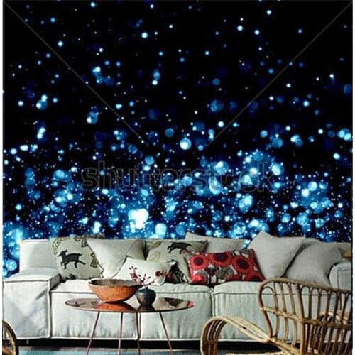Custom 3D murals,Blue colour bokeh abstract light background,ktv bar background ,living room sofa TV wall bedroom wall paper