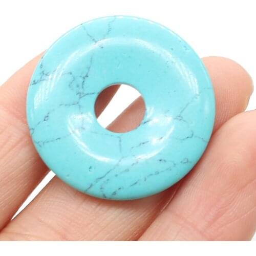 Explosive Natural Stone Malachites Blue Turquoise 30x30mm Round Shape Agates Charms For Making DIY Jewelry Necklace Accessories