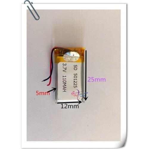 Wholesale 10 pcs 3.7V 110mAh 501225 Lithium Polymer LiPo Rechargeable Battery For Mp3 Mp4 PAD DVD headphone bluetooth 051225