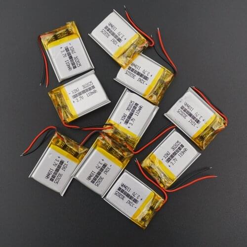 XINJ 10pcs 3.7V 110mAh lithium-polymer battery li po cell 302025 For Music player headphones bluetooth earphone speaker Camera