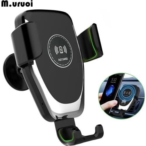 M.uruoi Qi Car Wireless Charger Gravity Locks Intelligent Inductive Fast Wireless Charging For iPhone Samsung Car Phone Holder