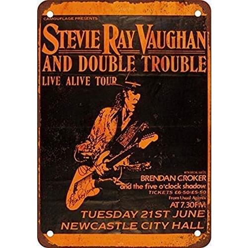 Metal Tin Signs Music Stevie Ray Vau Vintage Wall Decor Coffee bar Signs 12x8 Inches