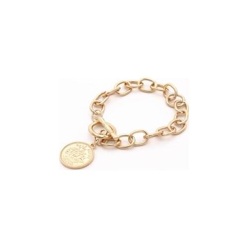 Fashion Jewelry Queen Head Coin Shaped Women Bracelet Brand Alloy Bracelet Jewelry Gift