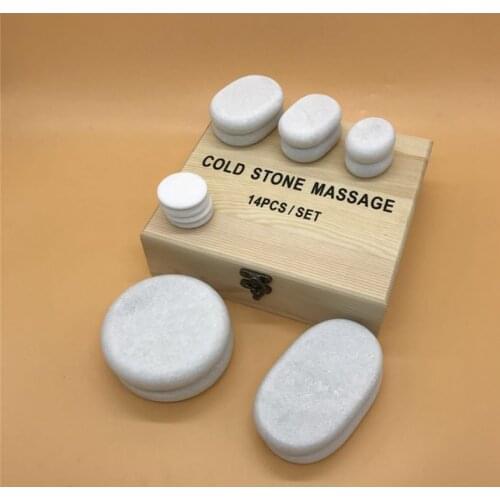 14pcs/set Natural White Marble Stone Cooling Massage Therapy Energy Cold Stone SPA Beauty Body Health Care
