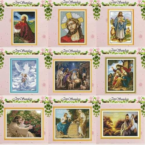 Jesus Child baby Angel counted 11CT 14CT Cross Stitch Sets Wholesale DIY Cross-stitch Kits Embroidery Needlework Home Decor