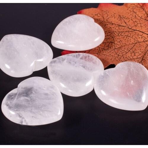 Natural White Quartz Crystal Stone Heart Shape 30mm Chakra Healing Reiki Beads Wholesale 12pcs