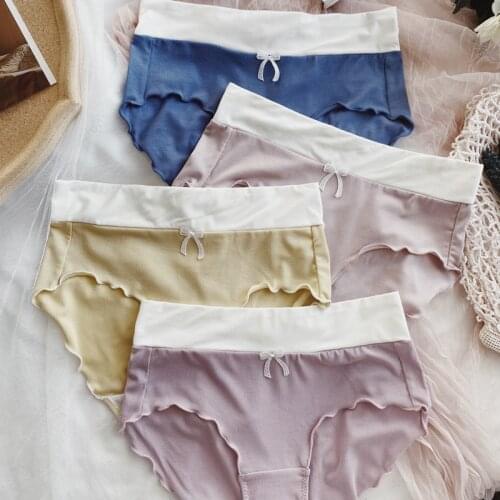 Underwear womens comfortable hip-lifting mid-high waist plain weave cotton panties girl soft cotton smooth breathable briefs
