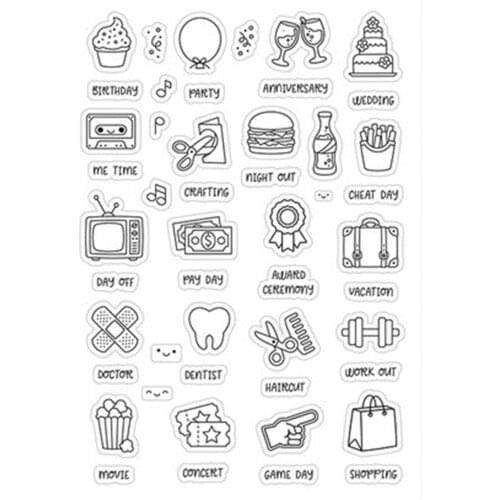 2021 NEW Bundled Cutting Dies & Clear Stamp Of Ice Cream Hamburger Food Bag Watch TV Drinking Scrapbooking Paper Emboss Seal