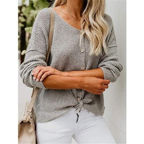New Casual Women Autumn Sweaters Solid Color Button Style Ladies Off Shoulder Sexy Fashion Clothes