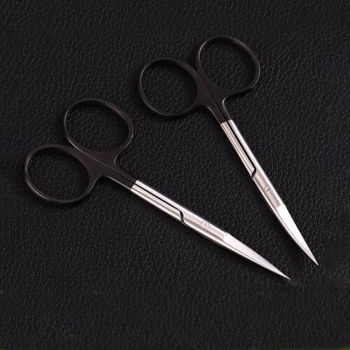 Open eyes ophthalmological scissors 10 cm long blade, express cut, black handle, sharp beauty plastic equipment straight bend