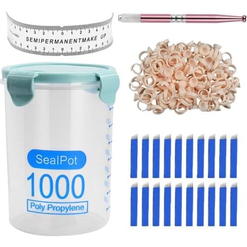 Permanent Makeup Microblading Kit w/ Pen Needle Ruler Container Ink Ring Cup