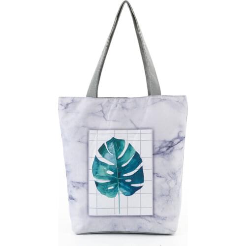 Green Leaf Printed Casual Ladies Handbags All-match Beach Bags for Women Large Capacity Portable Female Shopping Shoulder Bag
