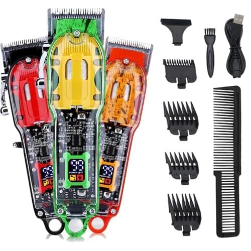 WMARK Professional Electric Hair Clipper For Men Transparent Hair Trimmer Rechargeable Hair Clippers Hair Cutting Machine Tool