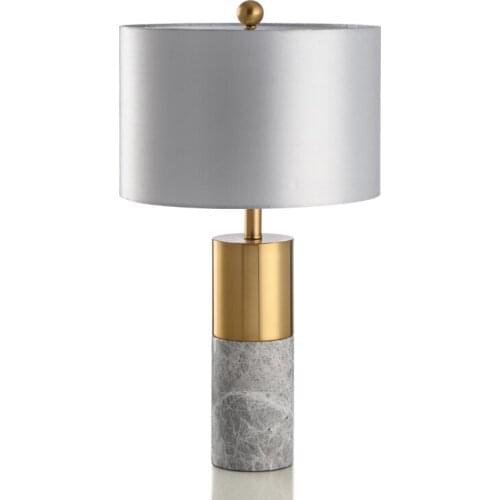 Simple modern light luxury marble creative stone copper plated villa living room bedroom bedside table lamp