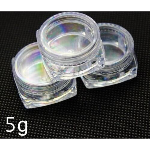 Empty 5g Transparent plastic cosmetic container, 5g square cream jar, sample jar 5g