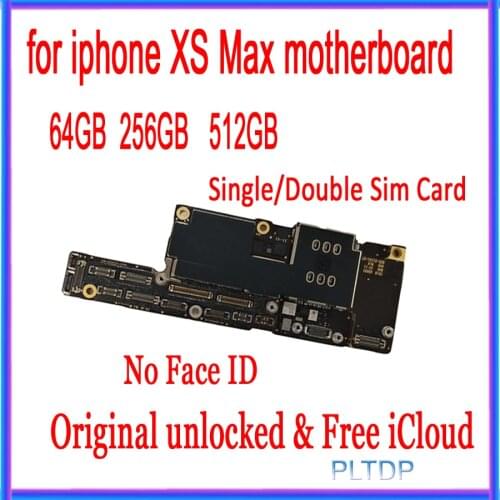 64GB 256GB 512GB Unlocked For iPhone XS Max Motherboard No Face ID with signal/double card,100% Original Logic Board