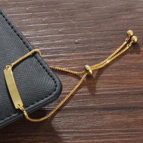 New Design Adjustable Custom Name ID Bar Bracelet For Girls Kids Women Silver Gold Color Stainless Steel Charm Bracelets