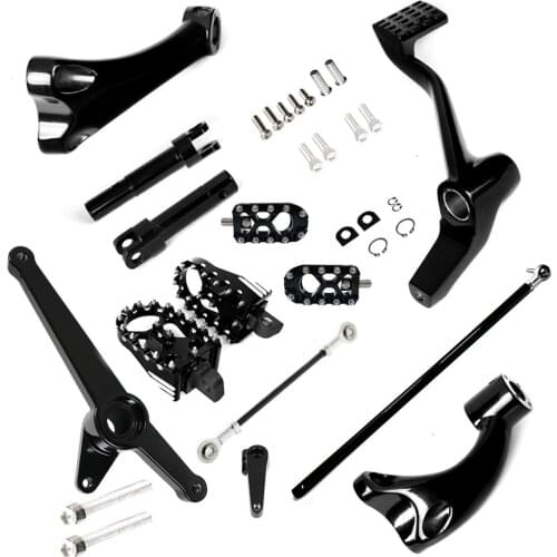 Gloss Black Forward Controls Heel Toe Shifter Lever&MX Style Foot Pegs&Linkages For Harley Sporster XL 883 1200 48 2014-2020