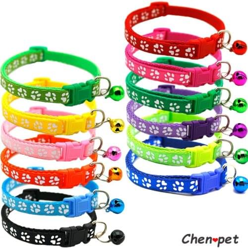 Puppy Pet Cat Collar Cute Buckle Safety Breakaway Cat Bell Collar Adjustable Nylon Ribbon Collar for Cats Small Dogs Neck Strap