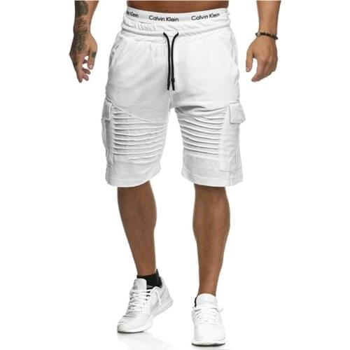 High quality 2021 Summer Pleated Striped Harem knee Length Shorts Straight Elastic Waist Fitness joggers hip hop shorts Men