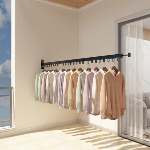 Balcony Folding Clothes-Hanging Wall Type Invisible Window Indoor Simple Clothes-Drying, Outdoor Telescopic Air Rod