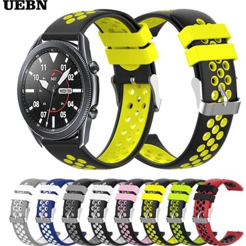 UEBN Silicone 20mm 22mm Replacement Breathable Band For Samsung Galaxy Watch 3 41mm 45mm strap for Gear S3 Frontier watchbands