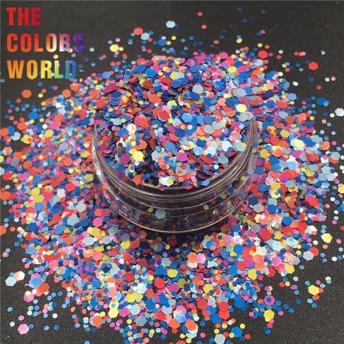 TCT-281 Mix Color Hexagon Shape Nails Glitter Nails Art Decoration Body Glitter Tattoo Gel Makeup Face Painting Festival DIY