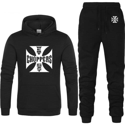 West Coast Choppers Printed Hoodies Men Streetwear Fleece Hooded Hip Hop Harajuku unisex Sweatshirt Men Hoodies Pants Suit 2Pcs