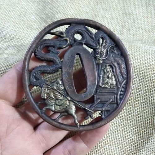 Vintage Fitting Dragon Tsuba Accessory for Broadsword Katana Sword Sabre falchion Pure Copper