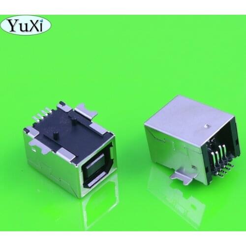 YuXi USB Type B Female Solder Jacks Connector PCB Socket USB-B type 180 Degrees 4pins SMD USB-BF For fax communication interface