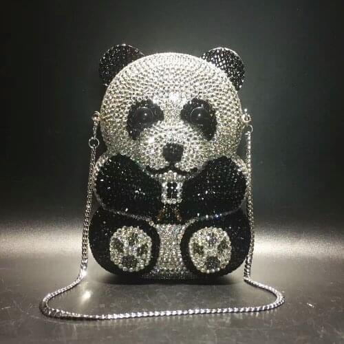 Women panda shape Rhinestone Crystal mini Clutch Bags party colorful Ladies Diamond clutch purse clutches bags phone wallet gift