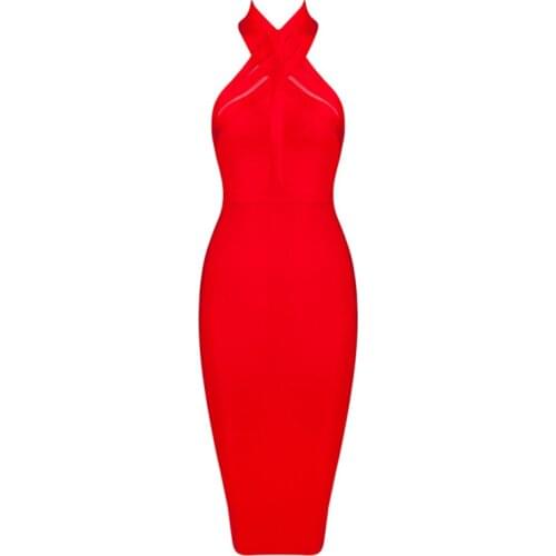 2021 New Bandage Dress Sleeveless Summer Fashion Women Mini Dress Party Celebrity Bodycon Solid Halter Female Women Dresses