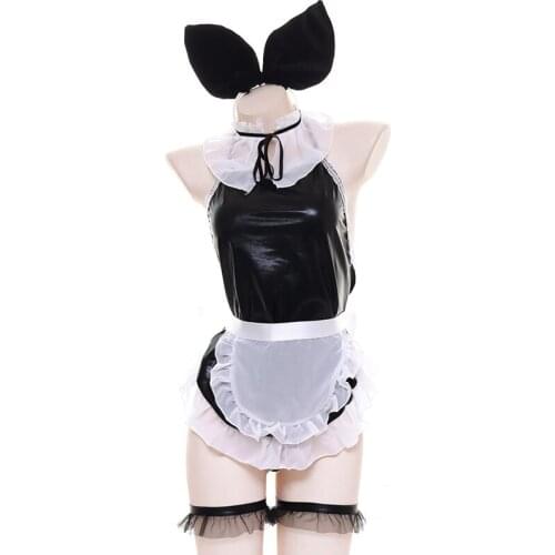 1set Cute Black Sleepwear Nightdress Cosplay Costume Home Daily Clothes Dress & Shorts Suit for Women Sleepsuit Gift