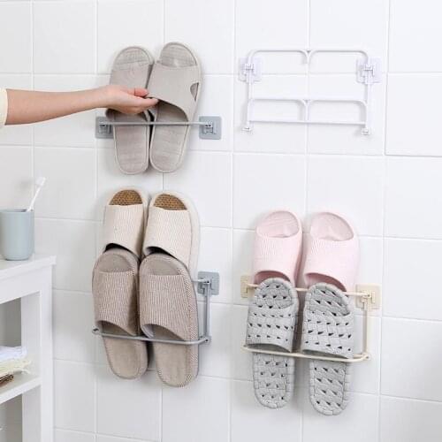 1PCs Wall Mounted Shoe Rack Foldable Shoes Hanger Slippers Drain Storage Rack Shelf Shoe Hanging Holder Bathroom Organizer