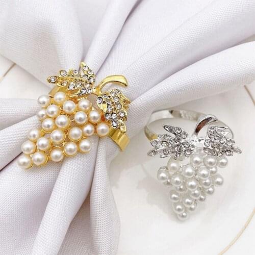 10 Pcs Fruit Grape Napkin Buckle,Pearl Napkin Ring,Mouth Cloth Ring for Model Room Decoration,Hotel Tableware