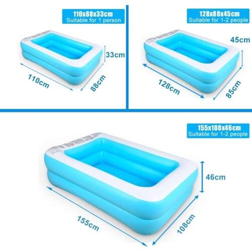 110/128/155/ Rectangular Inflatable Swimming Pool Paddling Pool Bathing Tub Outdoor Summer Swimming Pool For Kids