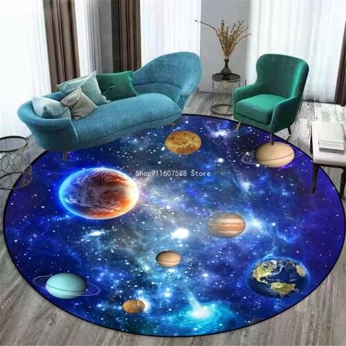 Planet Universe 3D Carpet Living Room Simple Round Area Rug Bedroom Fashion Floor Decor Children Room Carpet Chair Mat