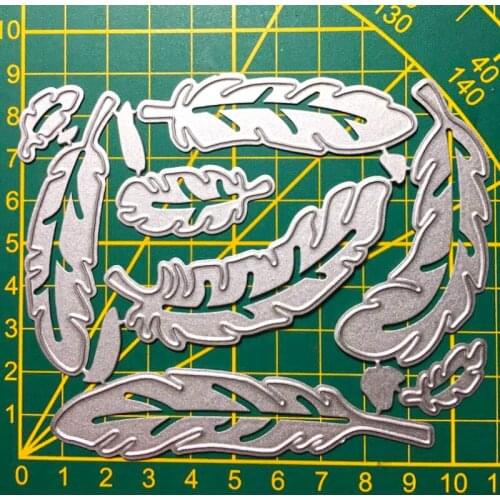 8 Pcs Feathers Metal Cutting Dies Stencil for DIY Scrapbooking album Decorative Embossing Craft Dies Cut Paper Cards Tool